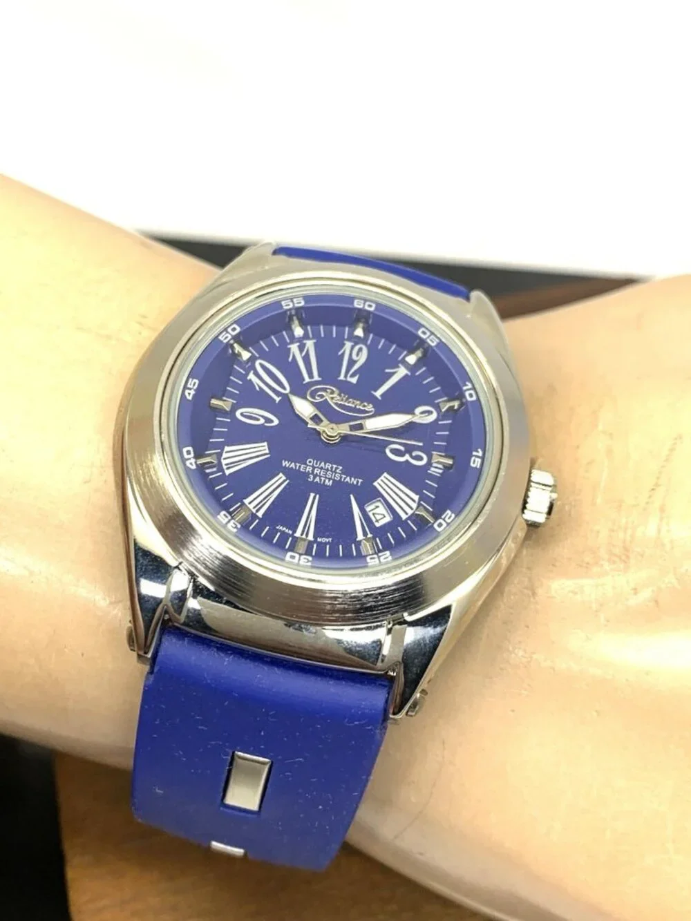 Reliance By Croton Men's Watch RE306051 Quartz Blue Dial Rubber Strap 42mm